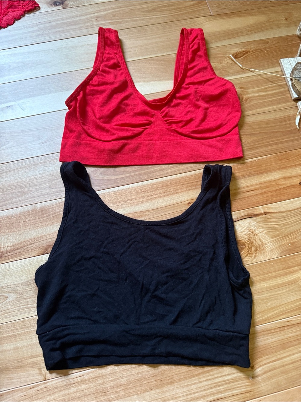 Red & Black Seamless Bralette Duo